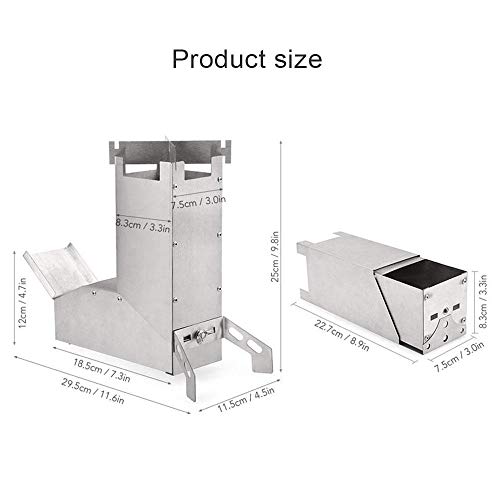 FOONEE Camp Stove,Detachable Stainless Steel Folding Wood Stove, Portable Folding Lightweight Backpacking Stove for Outdoor Survival Cooking Picnic Hunting - Thumbnail 2