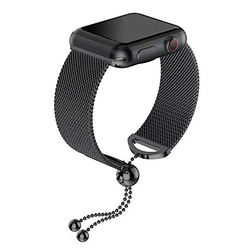 Buyeverything for Apple Watch 40mm Bands - Milanese Stainless Steel Bracelets Replacement Band Adjustbable Metal Wristband Straps Accessories for Apple Watch Series 4 40mm Women Men (Black) - Thumbnail 6