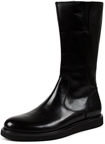 Santimon-Men's Genuine Leather Handsewn Martin Boots Shoes-black-44