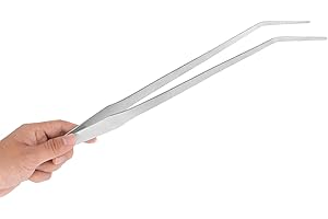 FEITA Extra Long 15 Inch Tweezer Stainless Steel Curved Tip for Aquarium Fishtank Aquascaping Tools, Aquarium Fishtank, Mega Reptile Feeding Tongs