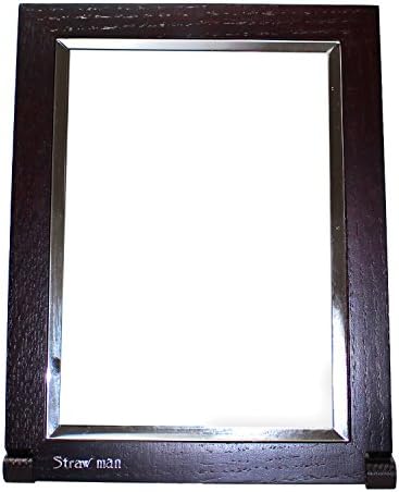 JustNile Adjustable Classic Dark Brown Wooden Frame Vanity Bathroom Makeup Mirror - Foldable Stand, Rectangular