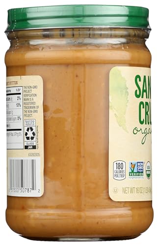 SANTA CRUZ ORGANICS CRUNCHY DARK ROASTED PEANUT BUTTER, 16 OUNCE