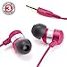 GOgroove Earbud Headphones with Deep Bass & Comfortable Ear Gel Tips (Pink) - in Ear Earphones Featuring Noise Isolating Design, Durable Alloy Driver Housing, & Ergonomic Angled Stay-in Fit