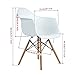 ELERANBE Set of 2 (Two) White Arm Chair- Eames Eiffel Style Lounge ArmChair Chairs Natural Wood Wooden Legs for Dining Room Living Room Cafe Kitchen