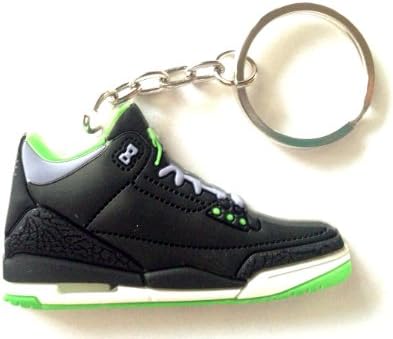 Air Jordan 3/III Cement 88 Joker Electric Green Sneakers Shoes 2D Keychain Keyring
