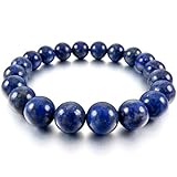 Men,Women's 10mm 12mm Bracelet Link Wrist Energy Stone Blue Lapis Lazuli Buddha Mala Beads