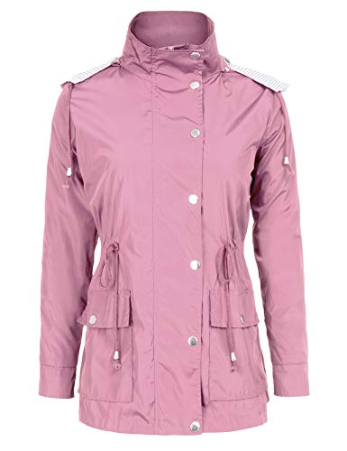 FISOUL Raincoats Waterproof Lightweight Rain Jacket Active Outdoor Hooded Women's Trench Coats Pink