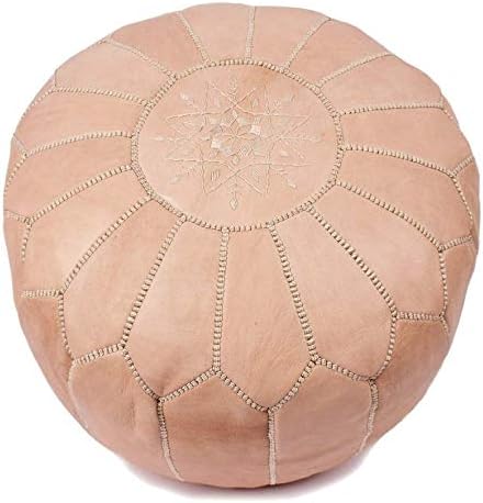 Amazing Luxury Pouf Leather Pouf Ottoman, poufs for Living Room,Handmade Leather Footstool Marrakech Poufs Natural Stitching Unstuffed 23" x 12''/ poufs for Living Room Unstuffed