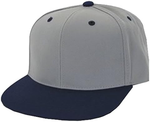 New Premium Plain Snapback Baseball Caps Two Tone Grey/Royal Blue Bill