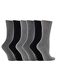 6 Pairs Sockshop Women's Gentle Grip Grey Socks 6-10.5 Us GG12