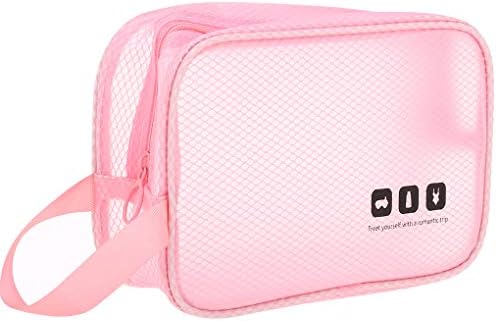 Freelynn Clear Toiletry Bag for Airplane Travel Clear Cosmetic Bag Make Up Bags for Women Men, Pink