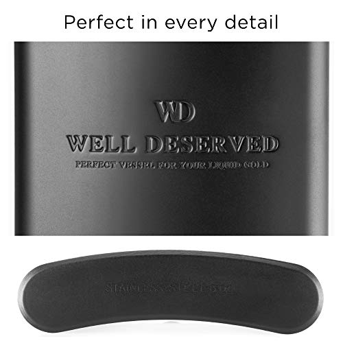 8oz Hip Flask Gift Set with Funnel, Pouch, Gift box. 3 Colors: Gold, Copper, Black. 2 Variations: Engraved WELL-DESERVED or Plain. Proven Gift for Men, Women - Image 5
