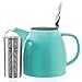 Tealyra - Drago Ceramic Teapot Turquoise - 37oz (4-6 cups) - Large Stylish Teapot with Stainless Steel Lid Extra-Fine Infuser To Brew Loose Leaf Tea - Leed-Free - 1100ml