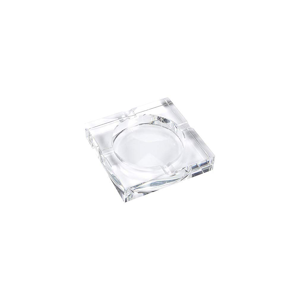Ashtray - Cigar Ashtray Square Crystal Tabletop Ash Tray with 4 Slots - for Indoor and Outdoor Use, Includes Gift Box - 7.1 x 1.46 x 7.1 Inches