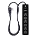 GE 6 Outlet Surge Protector, 4 Ft Extension Cord, Power Strip, 800 Joules, Twist-To-Close Safety Covers, Black, 33659 primary