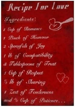 Recipe For Love Inspirational Signs Metal Wall Art Plaques Amazon Co Uk Kitchen Home