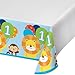 One is Fun ! Boys Birthday Theme 1st Party Supplies Pack (Serves-16) Dinner Plates, Luncheon Napkins, Cups and Table Cover - First Zoo Party Supply Tableware Set Kit Includes Birthday Candles