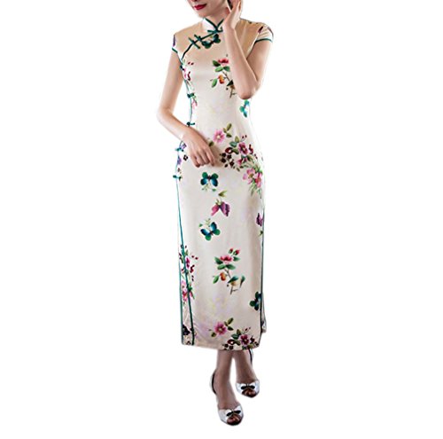 XueXian(TM) Women's Summer Floral Blooming China Cheongsam Long Party Qipao