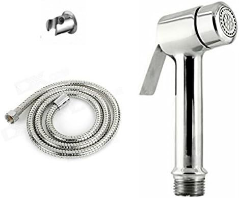 QTM Brass Health Faucet Shattaf SS Toilet Sray Jet Sray Set with 1 Mtr S.S. Stretchable Tube Hose Pipe Mahendra Design