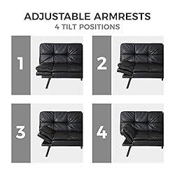 ERYE 3 in 1 Upholstered Futon Loveseat Convertible