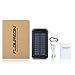 FLOUREON 10000mAh Solar Charger Power Bank Waterproof Portable External Battery Backup with Dual USB for Android iPad iPhone Cellphones, 2 LED Flashlight with Compass for Emergency(Black)