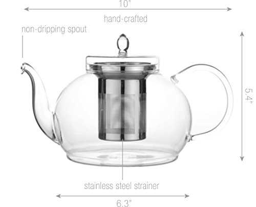 Blooming Tea Glass Teapot Gourmet Gift Set Polo 45oz/1330ml with Fab Flowering Green Tea 4 packs