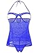 ALLureLove Womens Sexy Sheer Cupless Babydoll Lingerie with Crotchless G String (Blue,XXXL)
