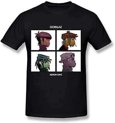 Strividialous Mens Gorillaz Demon Day Cool Outdoor Black XXL Short Sleeve Shirts
