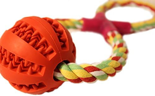 Indestructible Dog Toy Ball - For Tug of War Sessions - Made for Big, Large, or Small Dogs - Helps Aggressive ChewersTreat Separation Anxiety