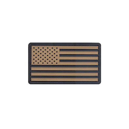 Rothco PVC US Flag Patch with Hook Back, Silver/Black