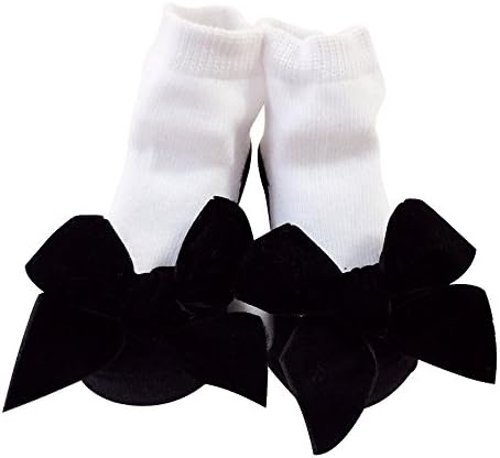 Vimuntado Baby Girls Bootie Sock Cotton Newborn Infant Ruffle Lace Bow Socks 12m (12-24 Months, SOCKA012-BK)