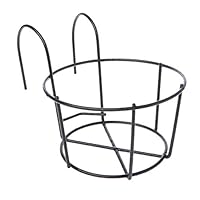 Poity Hanging Plant Iron Racks Balcony Round Flower Pot Rack Railing Fence Outdoor Black