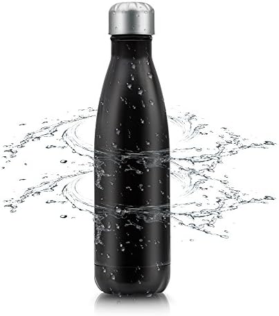 Stainless Steel Water Bottle & Nylon Brush & Neoprene Cover Set, Vacuum Insulated Travel Water Bottle, 17oz Double Wall Water Cup