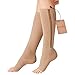 Aniwon Compression Socks Toe Open Leg Support Stocking Knee High Socks with Zipper (Beige, XX-Large)
