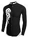 Coofandy Mens Casual Long Sleeve Patchwork Stand Collar Slim Dragon Print Shirt