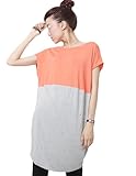 Jollychic Women's Hit Color Patchwork Short Sleeve Long T Shirt Dresses