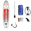 BYCDD Aufblasbarer Stand Up Paddle Board, Durable PVC 15MM Thick Surfbrett Kit Breite Position Surf Steuer Removable Fin…