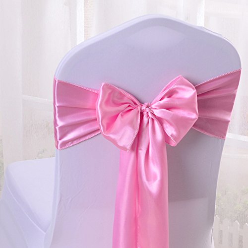10PCS 17X275CM Satin Chair Bow Sash Wedding Reception Banquet Decoration #11 Light Pink