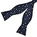 PenSee Mens Self Bow Tie Navy and White Polka Dot Floral Jacquard Woven Silk Bow Ties