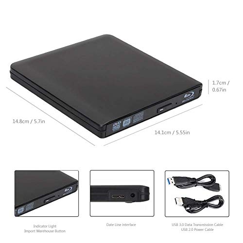 External 4K 3D Blu Ray DVD Drive Burner, Portable Ultra Slim USB 3.0 Blu Ray BD CD DVD Burner Player Writer Reader Disk for Mac OS, Windows 7/8/10,Linxus, Laptop - Thumbnail 6