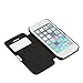 MTRONX Phone Case for Apple iPhone 5s, iPhone 5, iPhone SE, Window View Magnetic Closure Twill PU Leather Ultra Folio Flip Slim Case Cover - Black(MG1-BK)