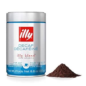 Illy Coffee Decaffeinated Ground Coffee (Medium Roast) Coffee, 8.8 Ounce ,Pack of 2