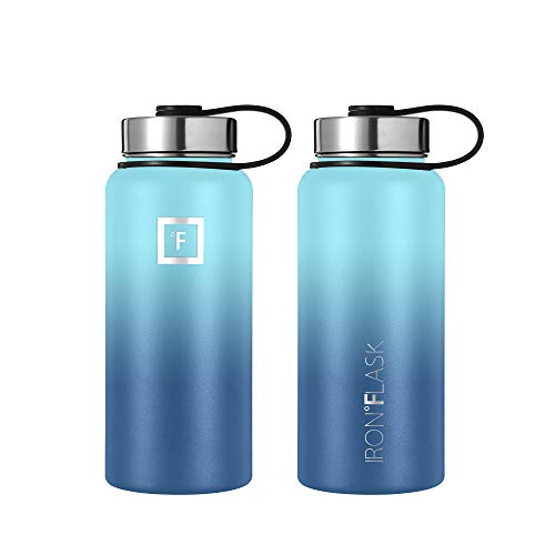 IRON °FLASK Sports Water Bottle 32 Oz, 3 Lids (Spout Lid), Leak Proof