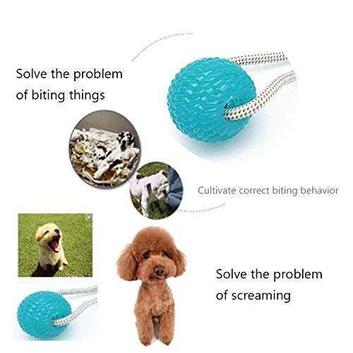 image for Feeke Pet Rubber Ball Toy with Suction Cup - Dog Chew Bite Rope Toy - 