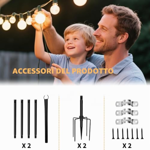String Light Poles, 2.5m Outdoor Steel Lighting Pole, Sturdy Light Pole with Fork, Adjustable Metal Poles for Outdoor Patio, Yard, Deck, Garden, Party, Wedding (Metal Black)