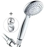 High Pressure Handheld Shower Head, 5 Settings Shower Head with Adjustable Height Suction Cup Bracket, 60 Inches Hose and Flow Regulator, Fog Surface Design