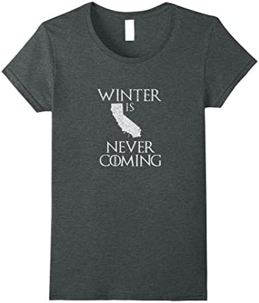 Womens Winter is Never Coming California Funny Novelty T-Shirt Large Dark Heather