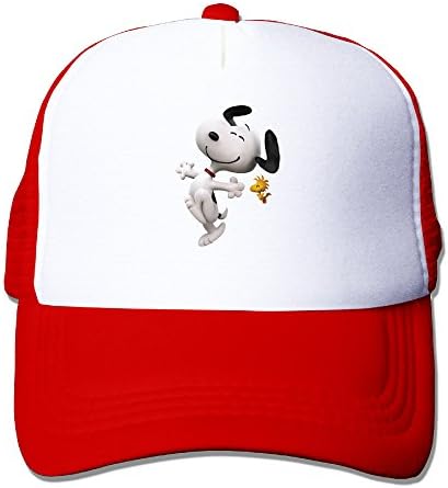 Peanuts Movie Snoopy Logo Snapback Trucker Mesh Unisex One Size Fits Most Hats Caps Red
