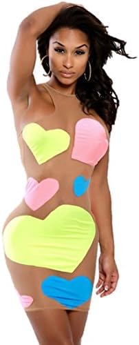 Toxic Club Women's Dark Neon Love Nude Illusion Mini Dress
