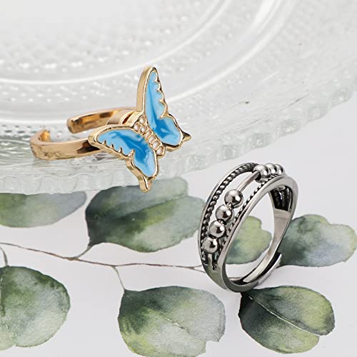 Fidget Rings, 3 Pack Anxiety Rings Spinner for Kids Women Gifts for Birthday Party Favor Easter Basket Stuffer Christmas Stocking